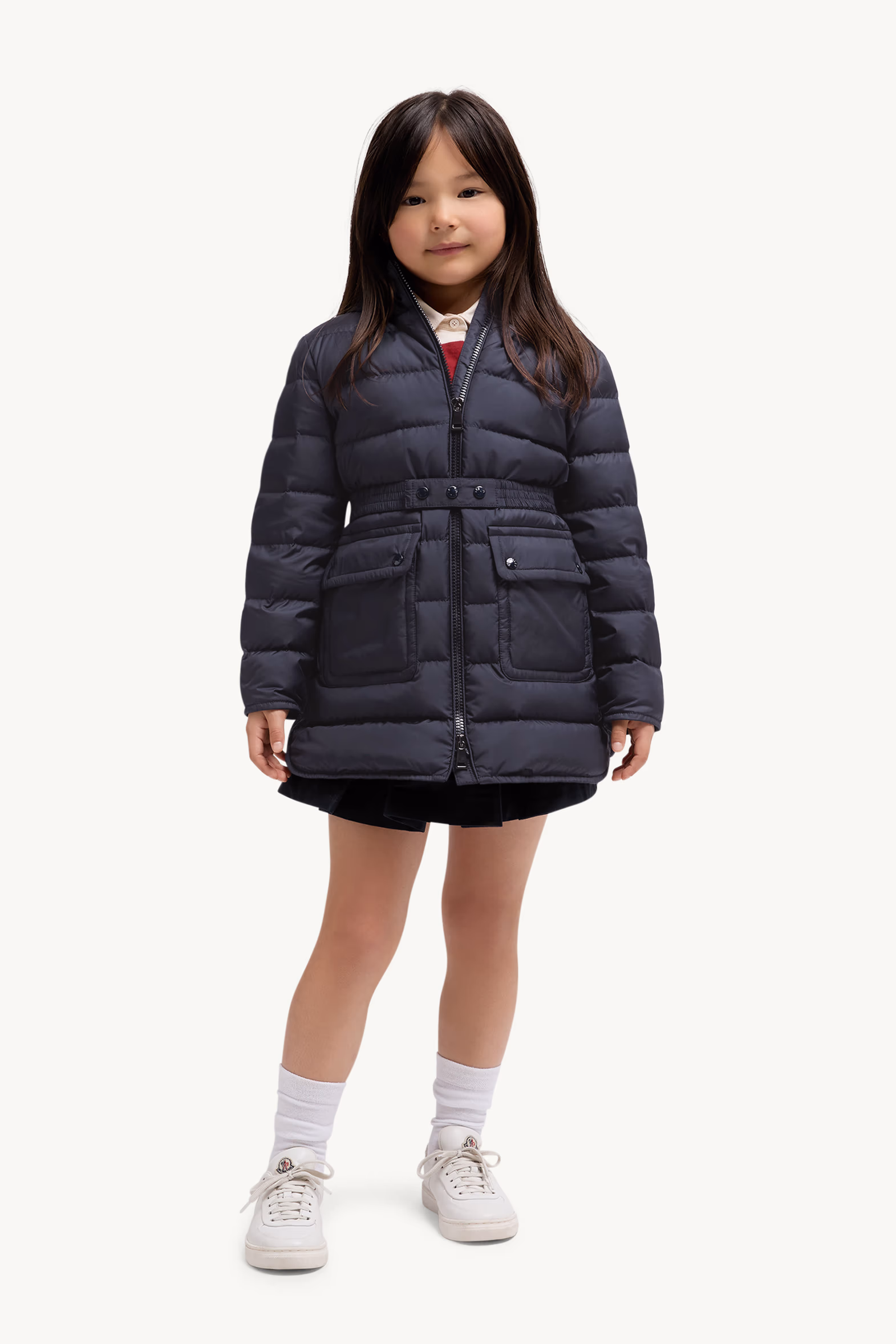 Pasenza Belted Hooded Down Jacket Girl Blue Moncler 2